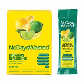 No Days Wasted Hydration Replenisher 15 Count - Electrolyte Powder Drink Mix - Lemon Lime - Sodium and Potassium for Rehydrating Plus Vitamins for Support (15 Count)