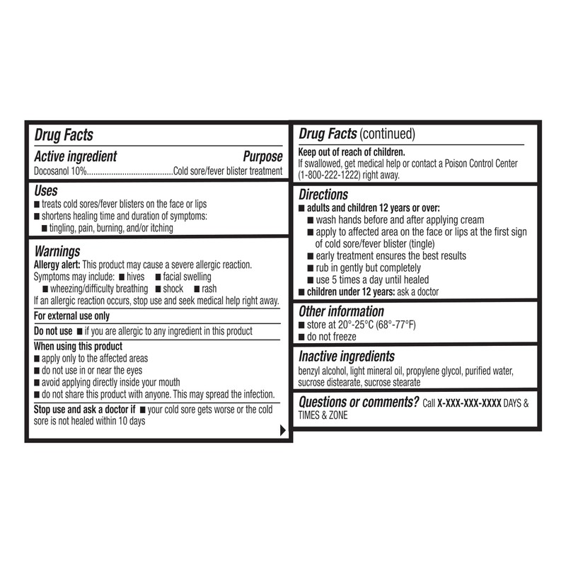 Wellness Basics Docosanol Cream 10% | Cold Sore Treatment |