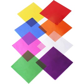 coloured cellophane sheets for crafts, 200 coloured cellophane sheets, 8 Colours, 7.5x7.5 Inch,Clear Coloured Plastic Wrapping, coloured acetate sheets for Christmas Valentine's Day Party DIY Crafts