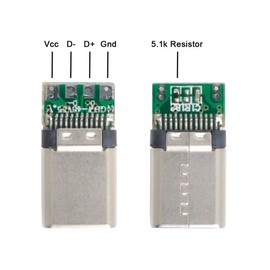 CY USB Type C USB-C Male OTG Host Type 5.1k Resistor Adapter with Black Housing Cover DIY 24pin