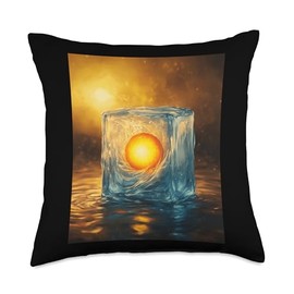 Sun Encased In Ice Cube Surreal Nature Art Throw Pillow