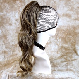 Stunning Long Ponytail Hairpiece Extension Brown Mix Wavy Hair Piece UK