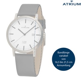 Atrium Men's Watch Titanium Analogue Quartz with Date Display and Leather Strap Black A40-13, black, Strap.