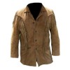 Classyak Men's Western Fringed Suede Coat Suede Brown 3X-Large