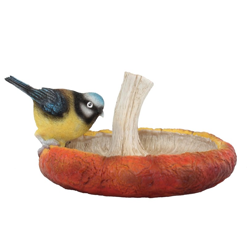 Fachhandel Plus Bird Bath Made of Polyresin in Mushroom Shape,