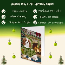 The Stocking Was Hung Christmas - Cavalier King Charles Spaniel Dog Greeting Cards Pets Invitation Cards with Envelopes - Pet Artwork Greeting Cards for All Occasions GCDC49341 (1 Greeting Card)