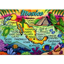 Mexico Map Caribbean Fridge Collector's Souvenir Magnet 2.5 inches X 3.5 inches