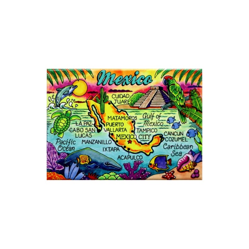 Mexico Map Caribbean Fridge Collector's Souvenir Magnet 2.5 inches X