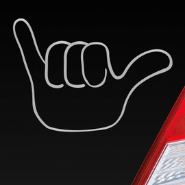 Car Sticker in your favourite colour Fun Beach Hand Surfer Hang Loose Shaka 10169 Surfing Car Sticker, Silver