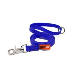 Tiger Tail 4FT Indigo Blue Premium Coated Nylon Dog Leash for Large Medium & Small Dogs - Waterproof and Odor Proof, Alternative-Leather Lead | Indigo Blue, 4ft