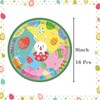 16Pcs Easter Party Paper Plates,Green 9 inch Paper Plate Happy