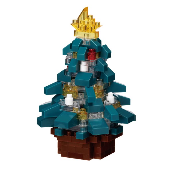 Kawada NBC_381 Nanoblock Christmas Tree 140 Pieces, 1.9 x 1.9 x 2.8 inches (4.8 x 4.8 x 7.2 cm), For Ages 12 and Up, Home Decor Hobby