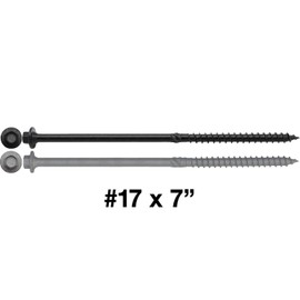 #17 X 7" Heavy Duty Structural Wood Screws - Exterior Coated Heavy Duty Wood Screws - Use for Fastening Ledger Boards, Large Timbers, Logs and More (50 Screw Count)