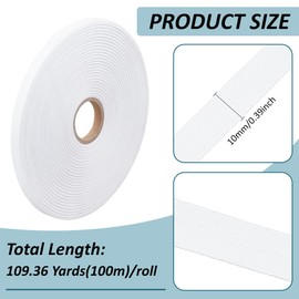 BENECREAT 109.36 Yards White Sew On Name Labels Writable Clothing Tags, 3/8Inch Blank Sewing Cloth Labels Washable Costume Fabric Label for Garment Marking