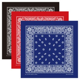 [stitio] Stitio Bandana Paisley Bandana with How-Toleaflet 100% Cotton Handkerchief Scarf Hair Arrangement Vintage Fashion Bandana, red/navy/black