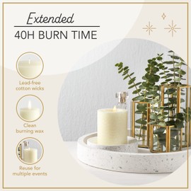 Melt Candle Pillar Candles, 3 Pack - Unscented Candles for Home, Church, Weddings, & More - 3" x 4", Ivory