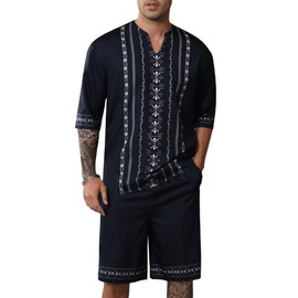 short sets for men Men's Short Sets 2 Piece Beach Vacation Outfit Summer Beach Outfis linen outfit Mens 2 Pieces Linen Set fashion dashiki for men men's t-shirts rave shorts Jogging Loungewear