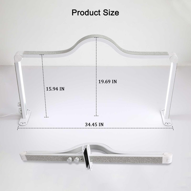 KMLSHLL Half Moon Light for Nail Desk, 34.5In Foldable Square