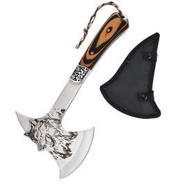 Vbvbip Outdoor Multifunction Axe, 13 Inch Stainless Steel Blade with Full Pin, Ergonomic Wooden Handle, Standard Safety Protection, Ideal for Backpacking, Bushwork and Hiking