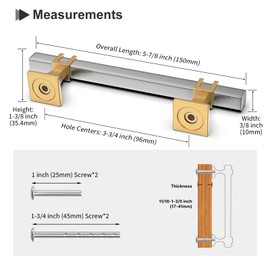homdiy 12 Pack 3-3/4 Inch(96 mm) Hole Centers Brushed Nickel and Gold Cabinet Pulls Silver and Gold Cabinet Handles Zinc Alloy Brushed Nickel and Brass Dresser Drawer Pulls Kitchen Drawer Handles