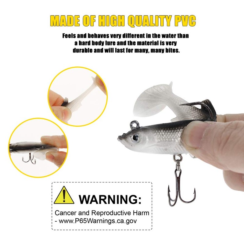 Soft Fishing Lures Pre-Rigged Soft Plastic Lures 10 Pack Jighead