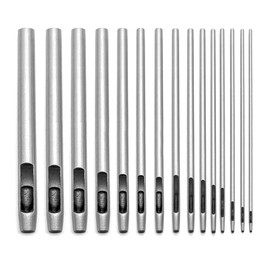 YDHfdc Round Hollow Punch 15 PCS Hollow Hole Punch Cutter Tools 0.5mm-6mm Steel Hollow Punch Set for Leather Watch Strap, Leather, Sealing Belt, Fabric, Canvas, Paper