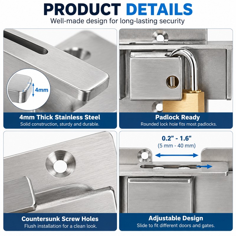 Flip Gate Latch with Padlock Hole,gate Latch for Fence, Heavy