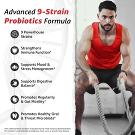 10X Health Probiotics - Immune Support Supplement & Probiotics for Digestive Health w/Lactobacillus Acidophilus, Rhamnosus & Bifidobacterium Longum, Dietary Supplements w/Essential Enzymes (60 Caps)