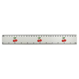 'Pair of Cherries' 30cm (12 Inch) White Plastic Ruler (RL00092450)