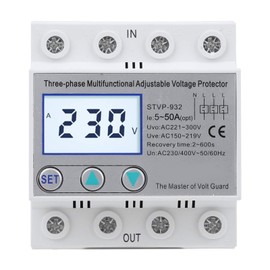 Adjustable Voltage Protector, 3-Phase 4-Wire LCD Multifunction Self-Self-8209 Reset Voltage Protection Device STVP-932 230V / 400VAC (50A)