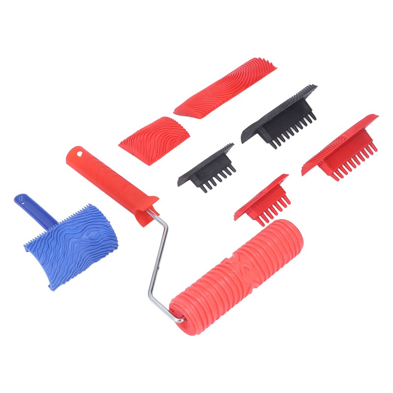 Wood Graining Roller with Handle Rubber Wood Pattern Texture Painting