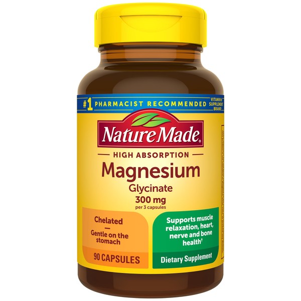 Nature Made High Absorption Magnesium Glycinate 300mg per 3 Capsules,