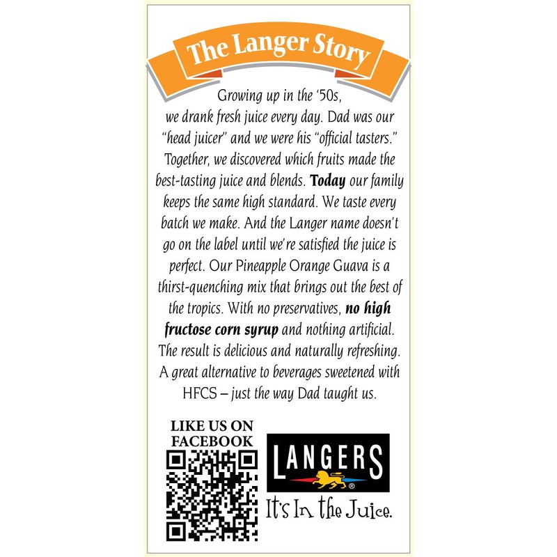 Langers Juice Cocktail, Pineapple Orange Guava, 64 Fl Oz (Pack
