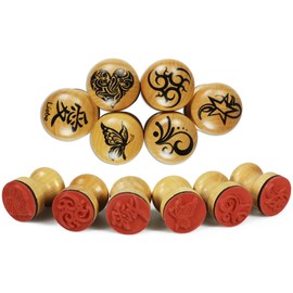 com-four® Set of 12 Wooden Stamps in Assorted Designs (12 Pieces)