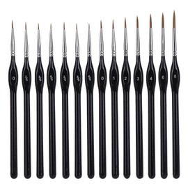 14 Pieces Fine Detail Paint Brush Miniature Painting Brushes Kit Mini Paints Brush Set for Acrylic, Watercolor, Oil, Face, Nail, Scale Model Painting, Line Drawing - Black