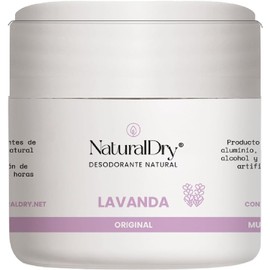 NaturalDry - Desodorante Mujer original de frbaircación natural en crema - No obstruye los poros - Hidrata tu piel - Elimina el mal olor -permite la transpiración - Olor agradable a Lavanda - En tarro