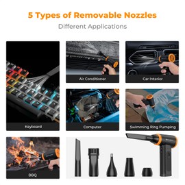 K&F Concept Brushless Compressed Air Duster, 3 Gear Adjustable, 120000 RPM Super Power,Rechargeable&Portable, with Fast Charging, for Deep Computer Clean, Keyboard, Car Dry, Home