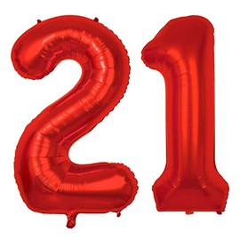40 Inch Red 21 Number Balloons Giant Jumbo Huge 12 or 21 Foil Mylar Helium Number Digital Balloons Silver Birthday Mylar Digital Balloons 12th 21st Birthday Anniversary Events Party Decors Supplies