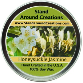 Stand Around Creations Soy Aromatherapy Candle - Scent: Honeysuckle and Jasmine 4 oz White