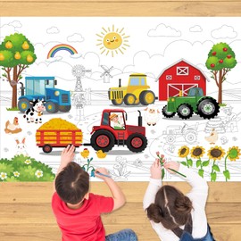 Farm Tractor Large Coloring Poster for Kids Giant Animals Coloring Tablecloth Jumbo Coloring Sheets Wall Size Crafts for School Classroom Home Party Supplies Decorations 43.3 X 29.5 Inches