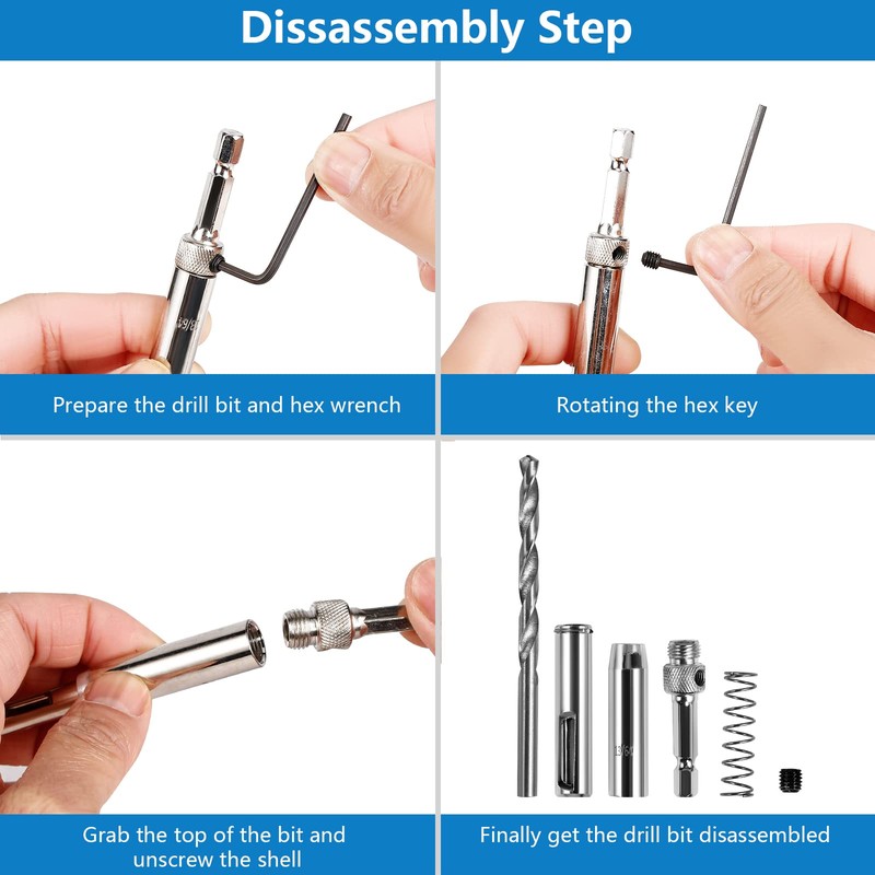 CCTSA Self Centering Drill Bits Set for Hinges, Center Drill