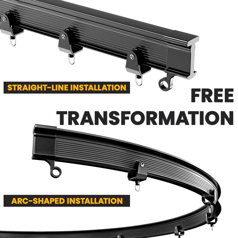 Flexible Ceiling Curtain Track Ceiling Mount, Curved Curtain Rod, Sliding