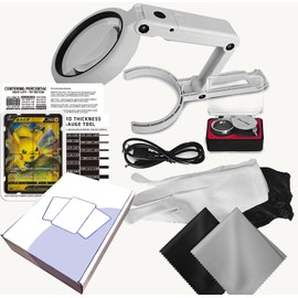 Flinduy Gem Mint Card - Herramienta de clasificación de centrado de tarjetas, medición de grosor de tarjetas deportivas, kit de limpieza de tarjetas, juego de herramientas de inspección detalladas con