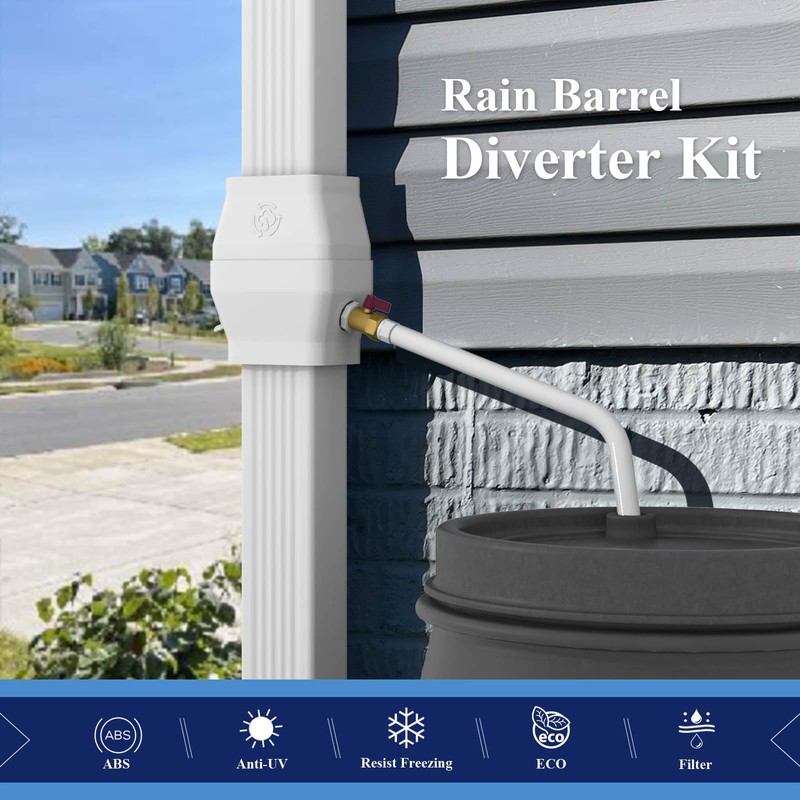 Rain Barrel Diverter Kit for 2"x3" or 3"x4" Gutter Downspouts,