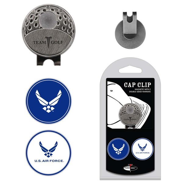 Team Golf Military Air Force Golf Cap Clip with 2 Removable Double-Sided Enamel Magnetic Ball Markers, Attaches Easily to Hats,Multi