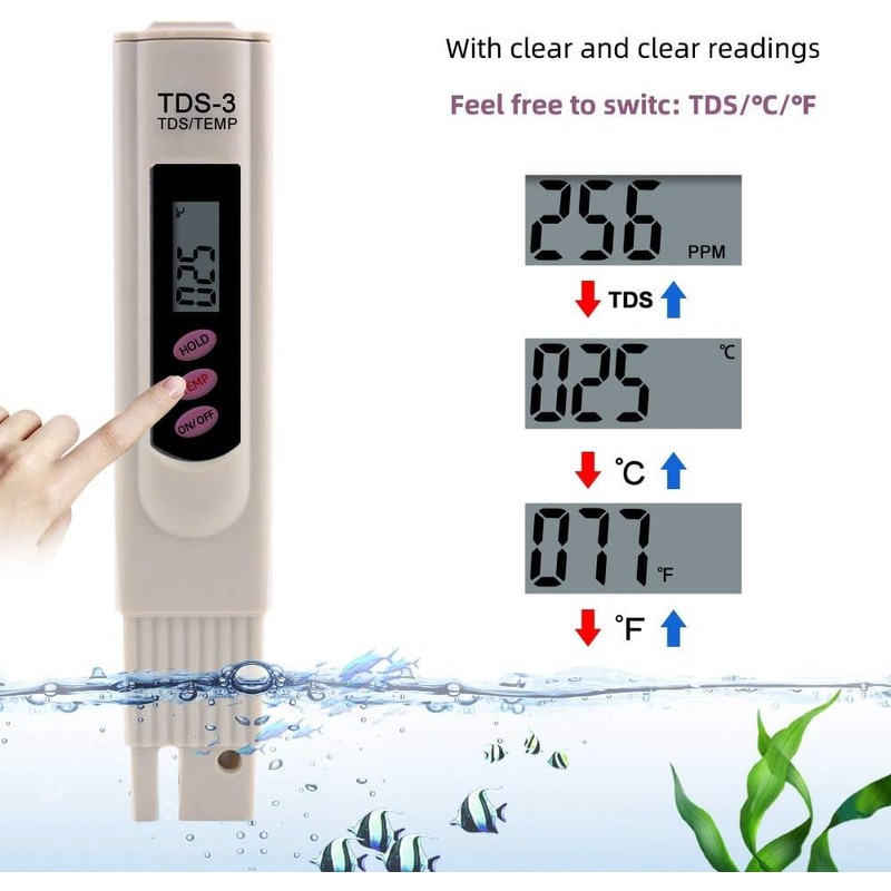 Water Quality Tester Digital TDS Dissolved Solids Meter with High