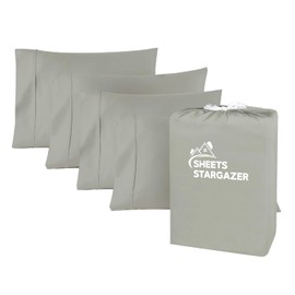 1000 Thread Count 100% Egyptian Cotton Pillow Cases, Set of 4 Pillowcase, Long-Staple 100% Cotton Breathable, Soft Sateen Weave Bed Pillow Cover, 20 X 30 Inches Pillowcases Light Grey Standard Size