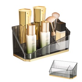 JINTANG Make-Up Cosmetic Organiser, Skincare Organiser, Dressing Table, 4 Compartments, Removable, Makeup Organisers for Storing Cosmetics, Skin Care Products, Brushes, etc. - Transparent
