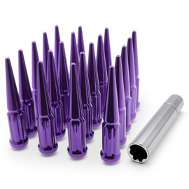 EZAccessory 12x1.5 Spline Spike Lug Nuts 24 Pieces Purple with Key, Bulge Acorn Lug Nut for 1995-2005 Chevy Blazer S10 GMC Jimmy S15 1995-2015 Toyota Tundra 2000-2006 Toyota Tacoma