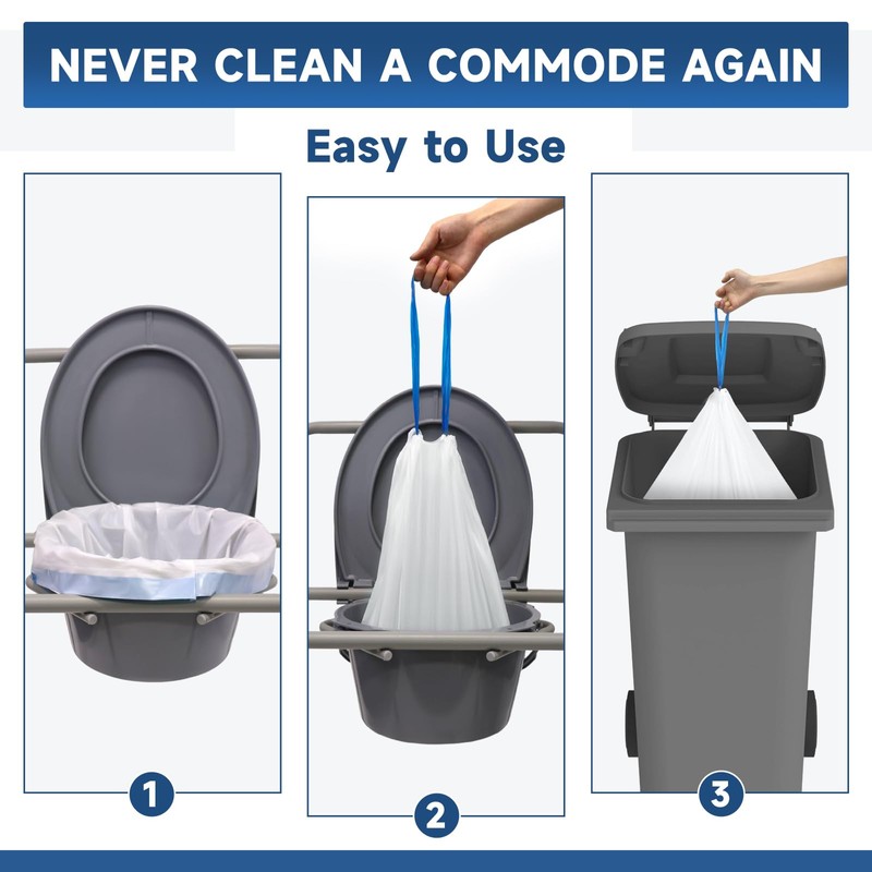 Commode Liners, 100 Bedside Commode Liners Disposable, Leak Proof Commode